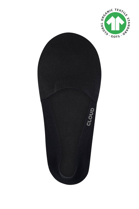 CLOUD Premium Organic Terry No Show Socks: Organic Black / S