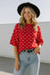 Oversized Polka Dot Sweater Top: RED/WHITE