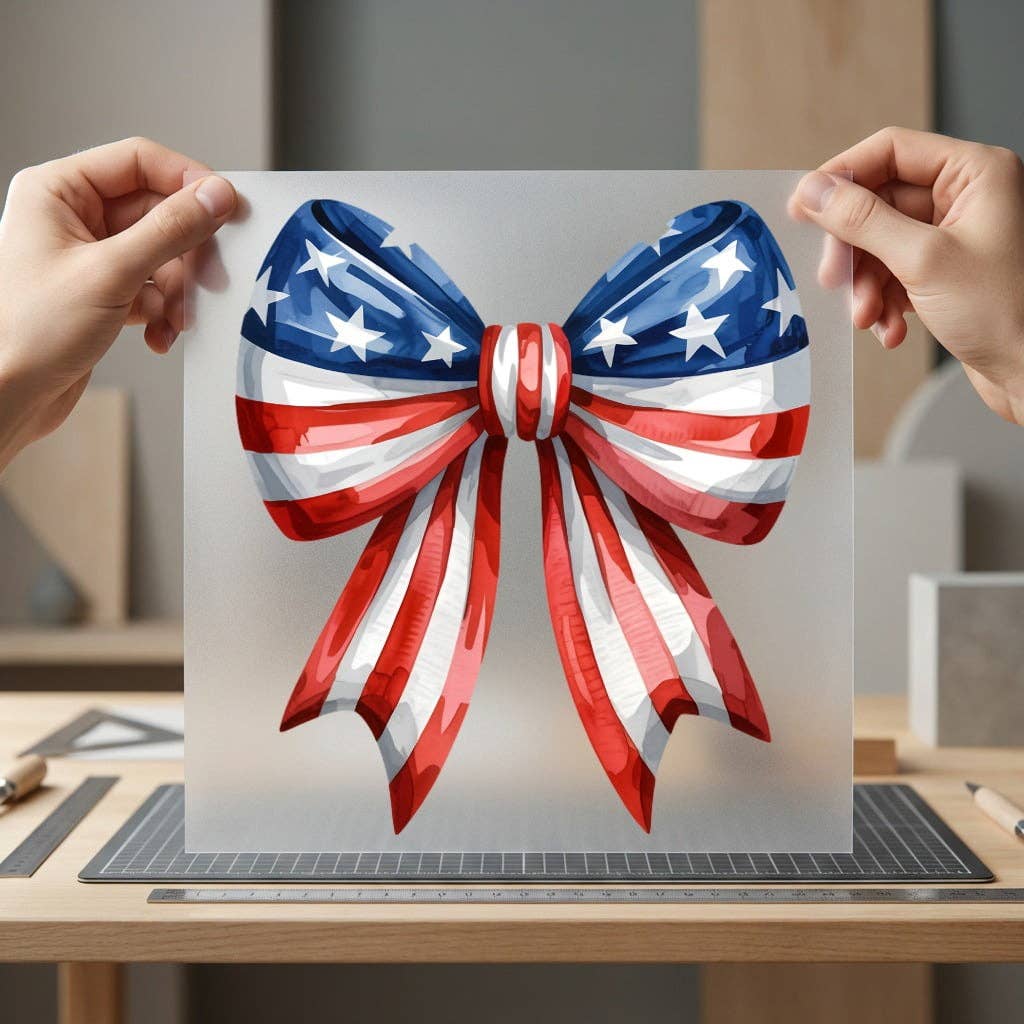 Patriotic Bow DTF Transfer | Ready to Press | Americana DIY Heat Transfer: Universal Color Design / 11inch