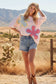 WASHED FLORAL PATCHWORK OVERSIZED TEE: DUSTY BLUE