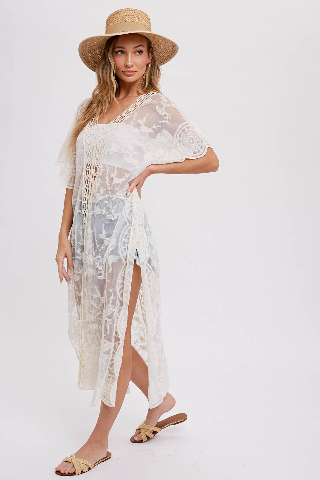 Bluivy BOHO LACE KAFTAN: NATURAL