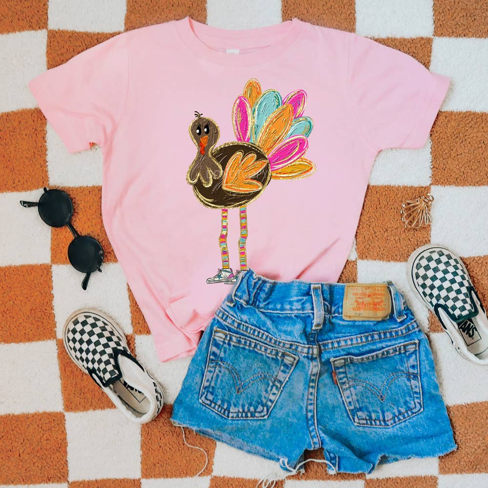 Painted Whimsical Turkey DTF Heat Transfer: Adult