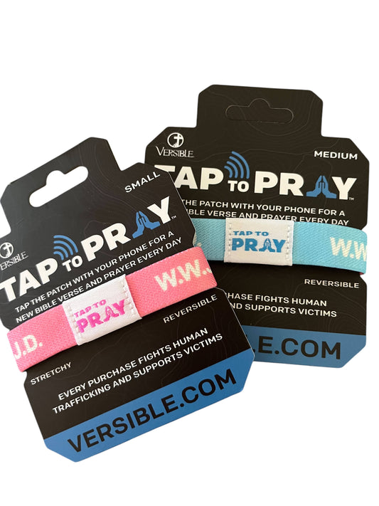 Tap To Pray™ Wristbands - Blue & Pink WWJD: Large / WWJD Pink / Blue