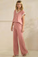 Corduroy Modal Short Sleeve Top and Pant Set: Dusty Rose