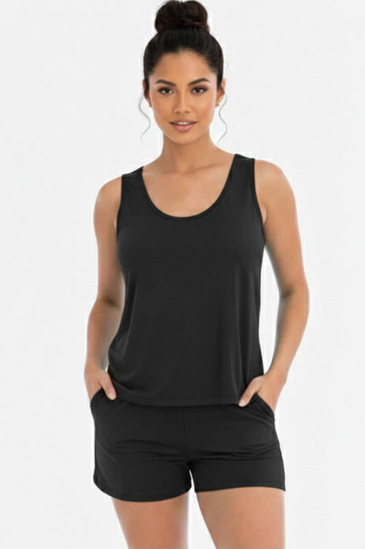 Comfy Tank Top & Shorts Set: Black