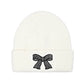 Rhinestone Ribbon Bow Embellishment C.C Beanie HTE0150: Lt. Grey