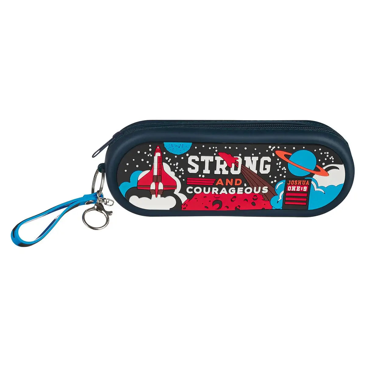 Pencil Case Navy Strong and Courageous  Josh. 1:9