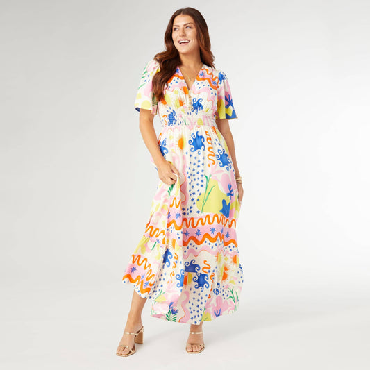 Picasso Short Sleeve Maxi Dress: Summerfest