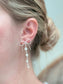 Dainty Bow & Pearl Chain Dangle Earrings: Silver