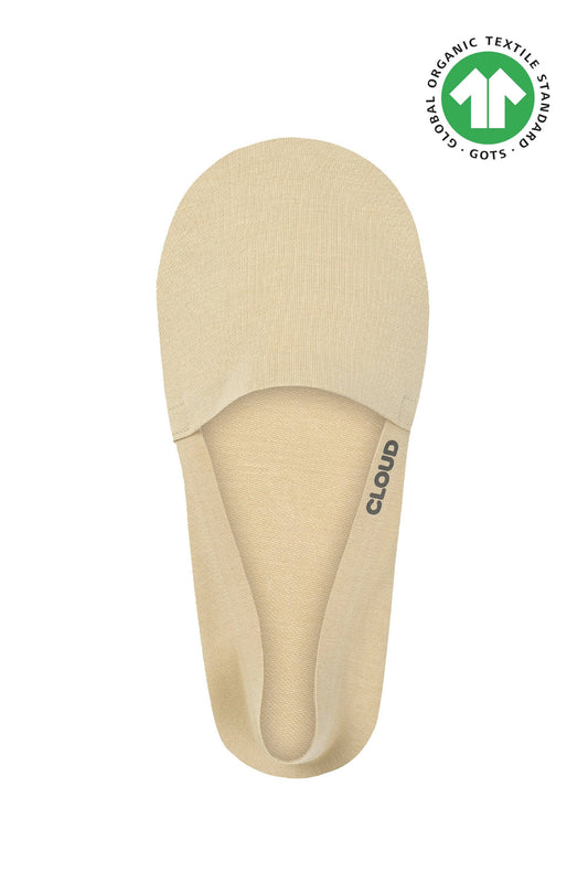 CLOUD Premium Organic Terry No Show Socks: Organic Beige / S