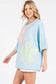 WASHED FLORAL PATCHWORK OVERSIZED TEE: DUSTY BLUE