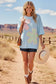 WASHED FLORAL PATCHWORK OVERSIZED TEE: DUSTY BLUE
