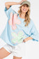 WASHED FLORAL PATCHWORK OVERSIZED TEE: DUSTY BLUE