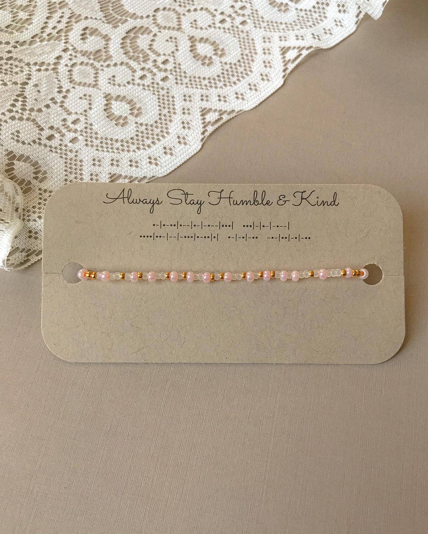 Always Stay Humble and Kind  Morse Code Bracelet: Large