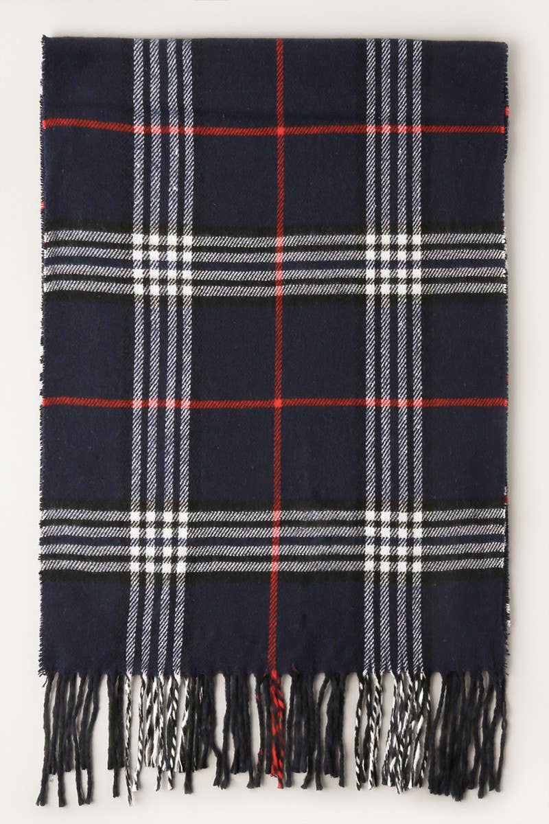 Giant Check Cashmere Feel Muffler Scarf: 07-2/LT.BROWN / One Size