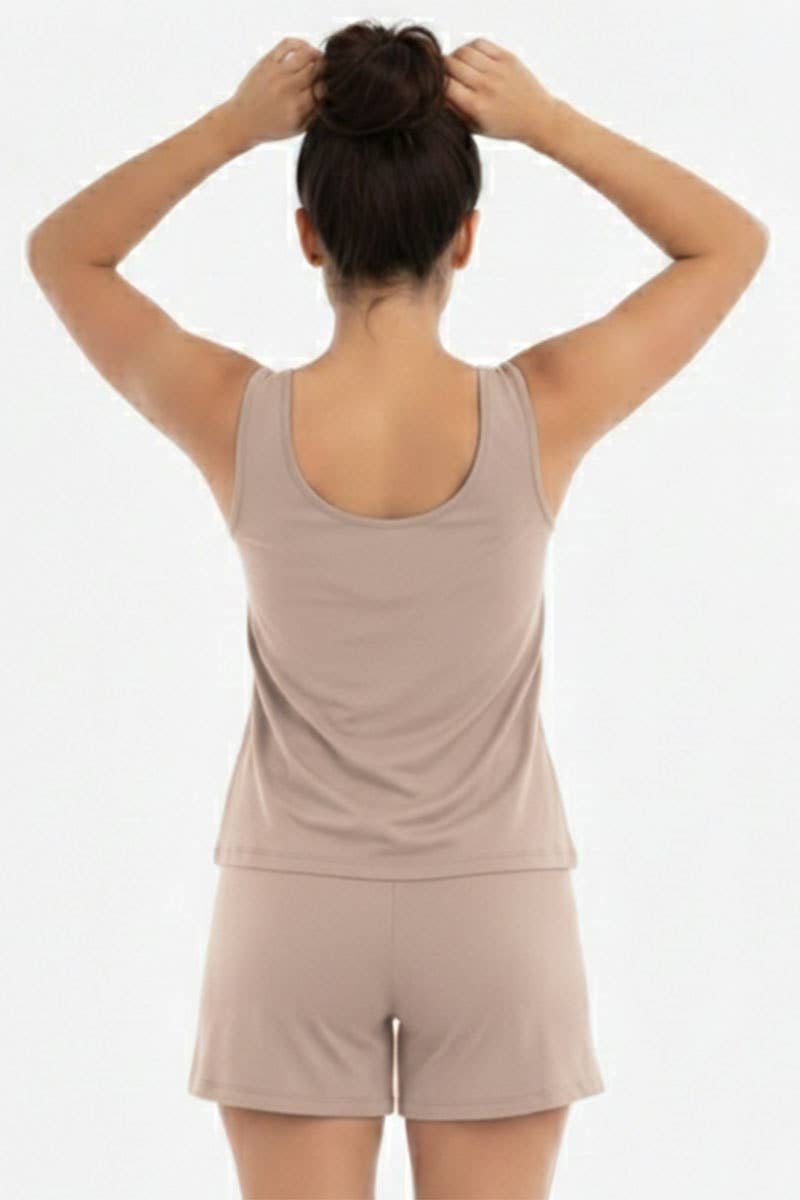 Comfy Tank Top & Shorts Set: White / L