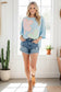 WASHED FLORAL PATCHWORK OVERSIZED TEE: DUSTY BLUE
