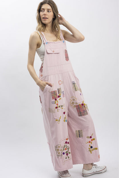 Blue Velvet MULTI CONTRAST PACH MINERAL WASHED OVERALL