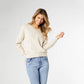 Melanie V-Neck Sweater: Oatmeal / XXL