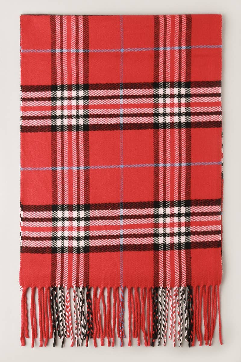 Giant Check Cashmere Feel Muffler Scarf: 07-2/LT.BROWN / One Size