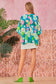 Teal Oversized Floral Tunic Top: TEAL / M/L