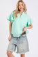 SCUBA HALF ZIP UP RUFFLE SLEEVE TOP: CREAM