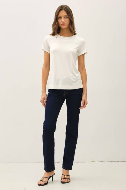 BAMBOO/MODAL BASIC ROUND NECK T-SHIRT: NATURAL