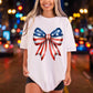 Patriotic Bow DTF Transfer | Ready to Press | Americana DIY Heat Transfer: Universal Color Design / 11inch