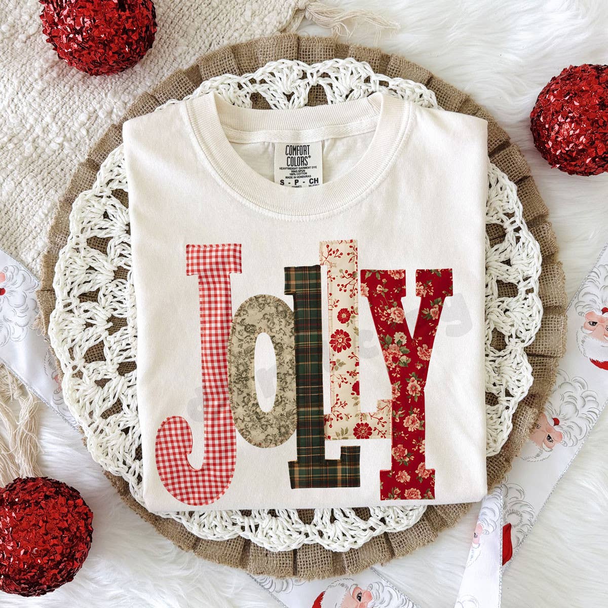 Faux Quilted Jolly DTF Heat Transfer: Adult