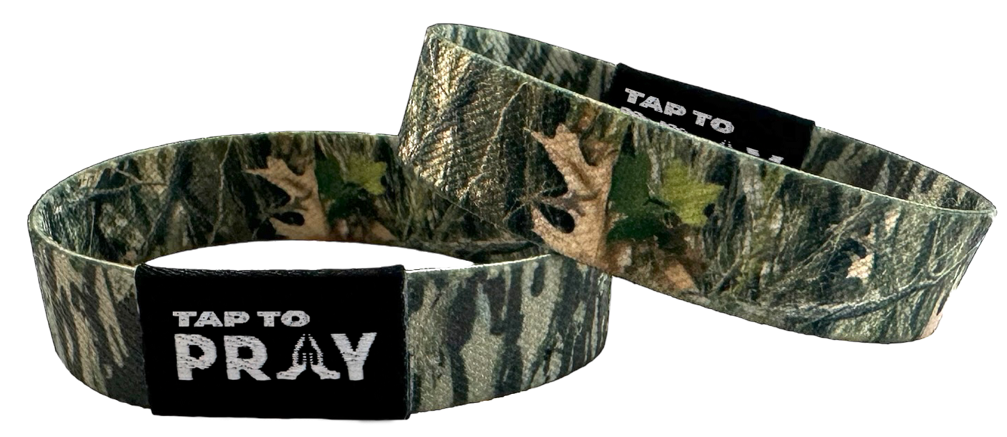 Tap To Pray Wristbands - Tap W/Phone For Daily Verse/Prayer: Medium / River Rock Camo Class / Sage