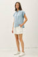 TENCEL BUTTON UP TOP W/ ROLLED SLEEVES : Stripe
