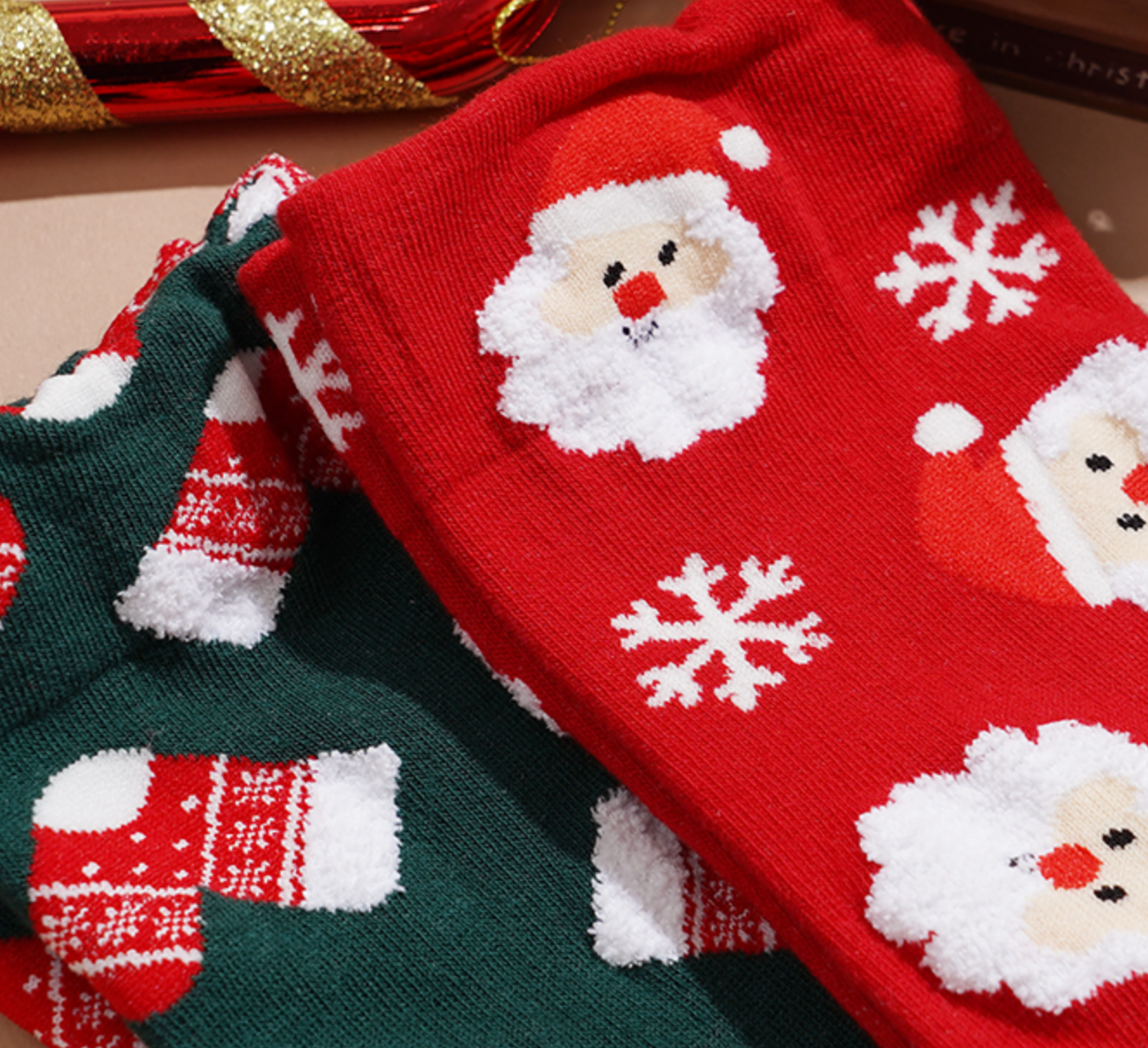 Women's Crew Merry Snowing Socks: KW-C-147-4