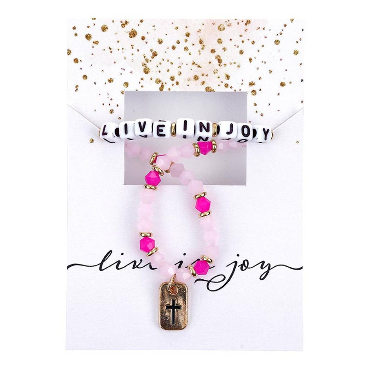Word Beaded Tag Bracelet: Gold Plated