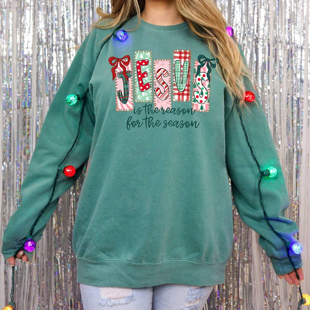Patterned Jesus Is The Reason For The Season DTF Heat Transfer: Adult