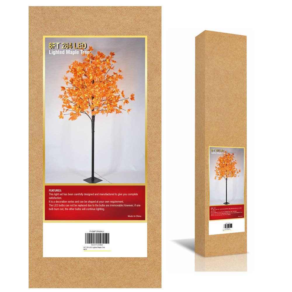 Fall Maple Tree, Warm White LEDs, Indoor/Outdoor Autumn Decoration: 6-Foot