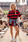 Gameday Stripe Lightweight Sweater Lounge Set: PURPLE/YELLOW