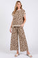 LEOPARD PRINT SCUBA TOP AND PANTS SETS: BROWN MULTI /