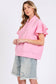 SCUBA HALF ZIP UP RUFFLE SLEEVE TOP: CREAM
