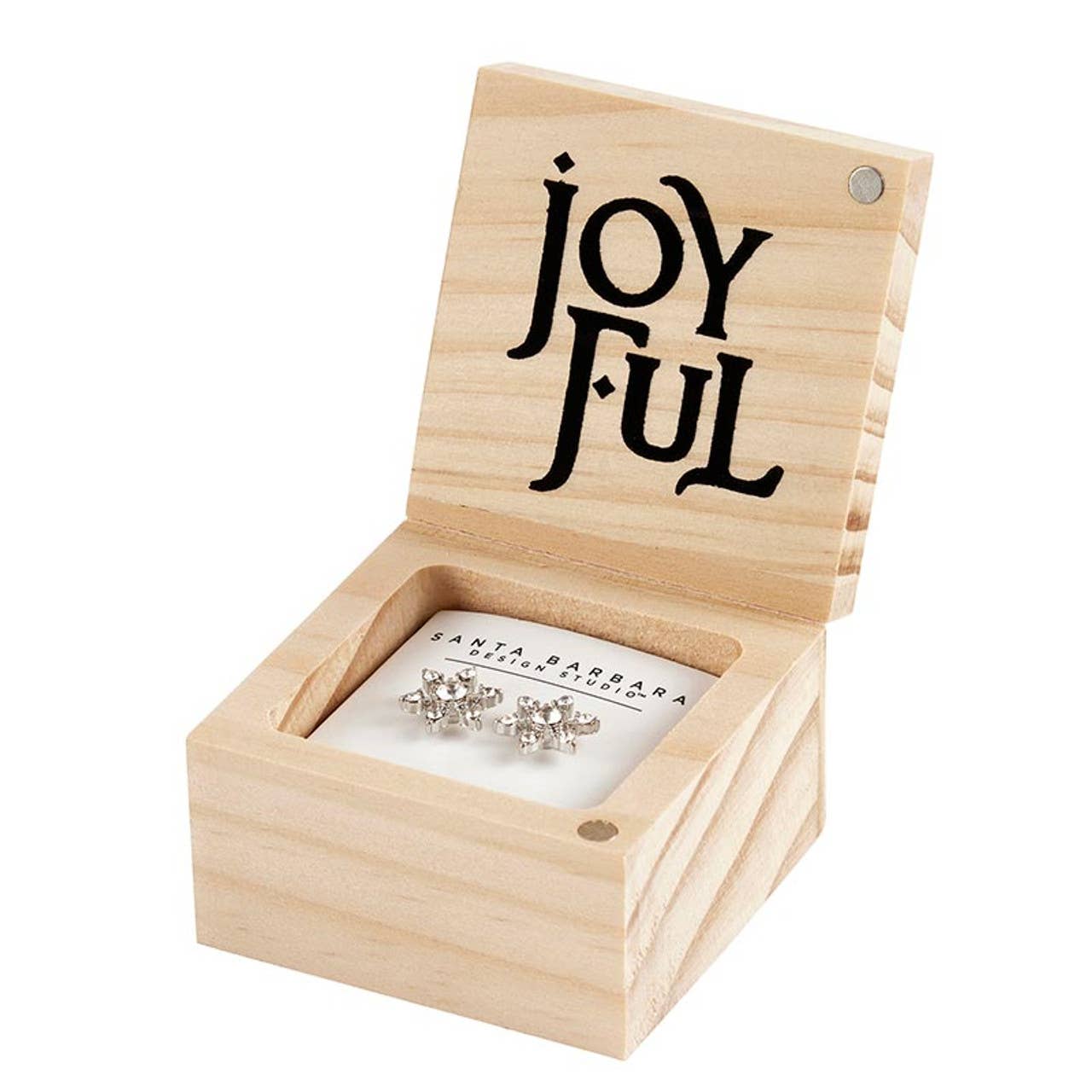 Treasure Box Earrings - Joyful: Wipe Clean with Dry Cloth / Pinewood, Glass, Zinc Alloy, Paper