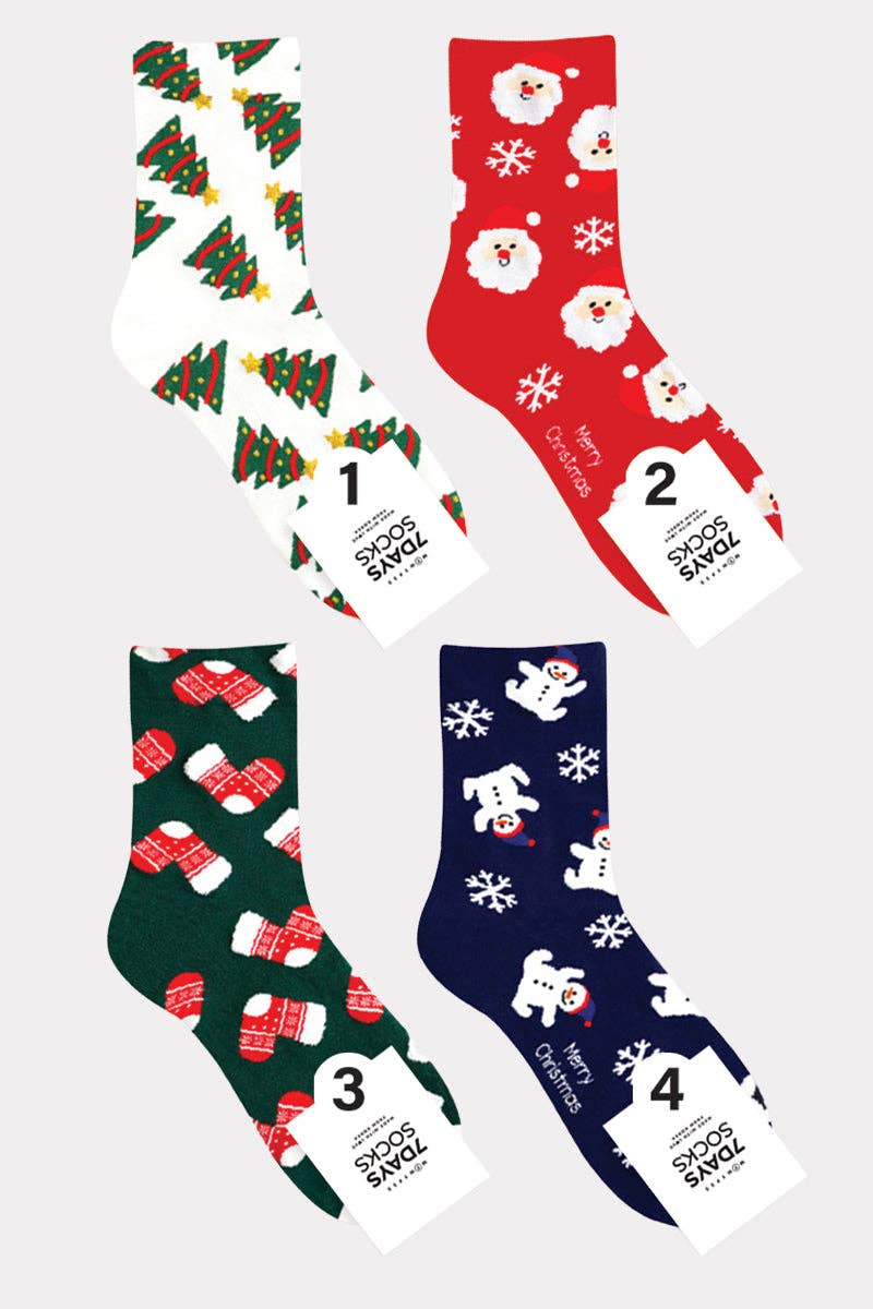 Women's Crew Merry Snowing Socks: KW-C-147-4