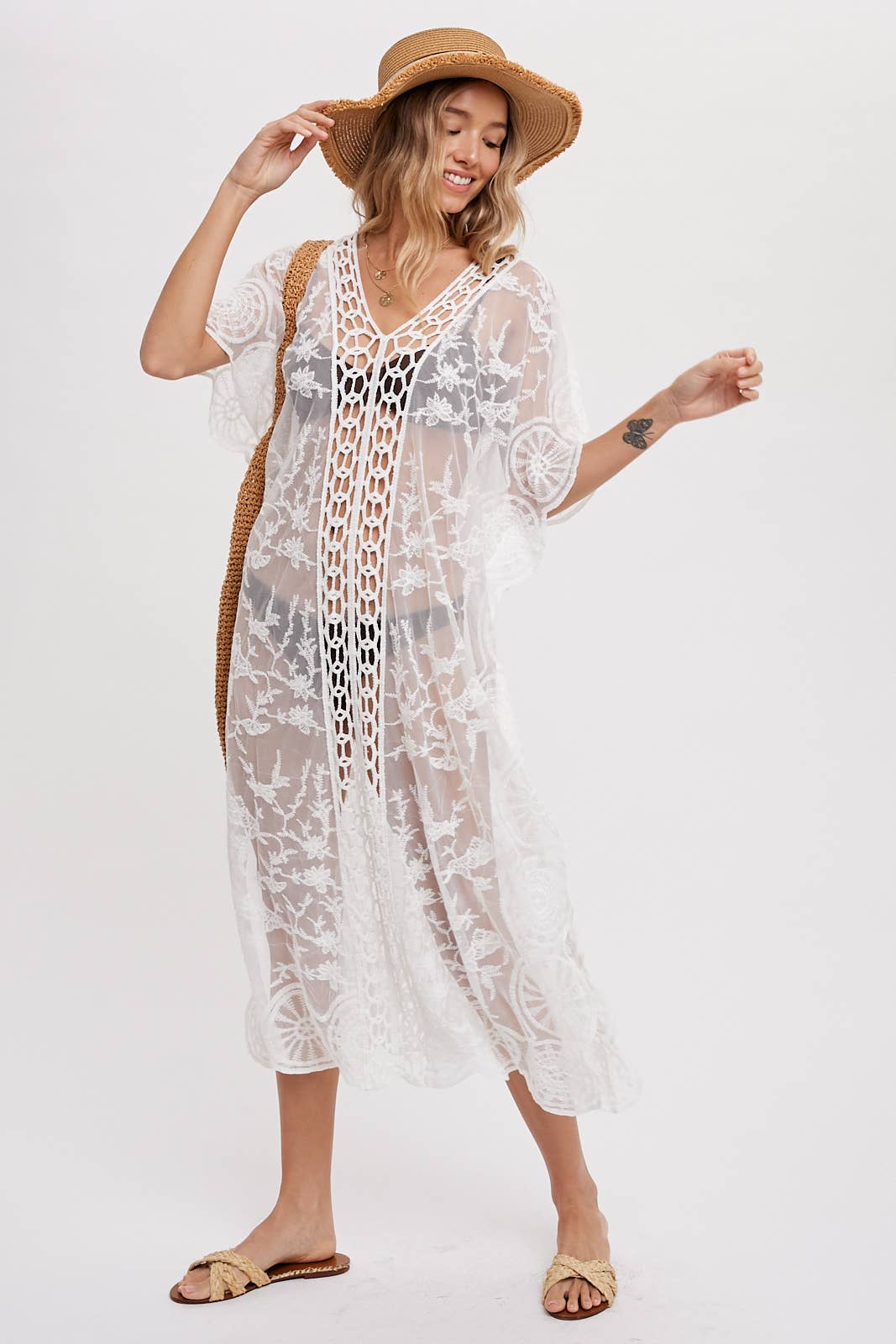 Bluivy BOHO LACE KAFTAN: NATURAL