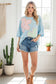 WASHED FLORAL PATCHWORK OVERSIZED TEE: DUSTY BLUE