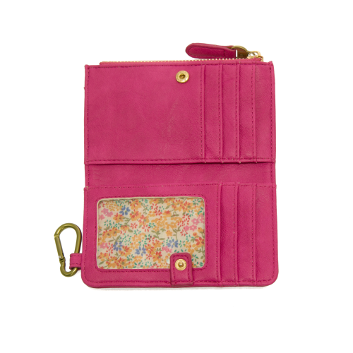 Joy Susan Cerise Bobbie Bifold Wallet with Carabiner