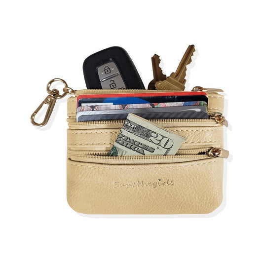 Vegan Leather Zippered Pouch: Gold