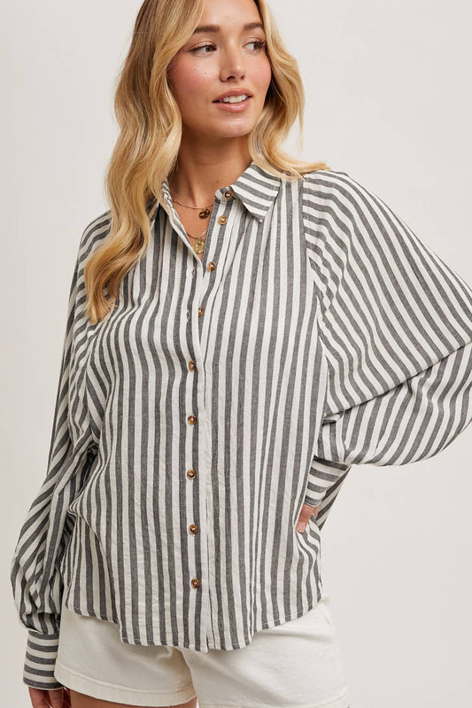 Bluivy STRIPED BATWING BUTTON