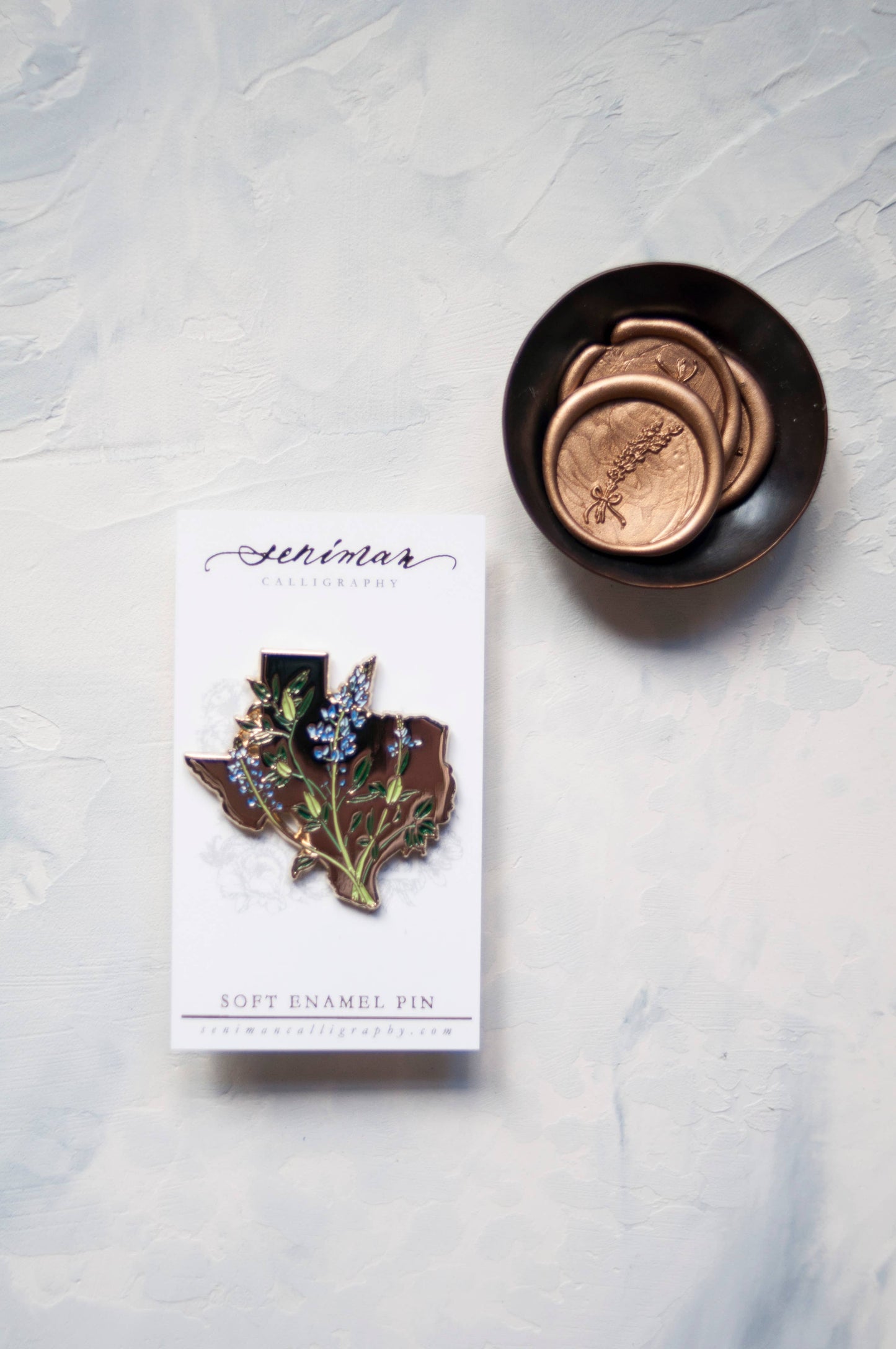 Texas Bluebonnet Gold Enamel Pin