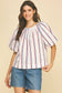 USA INSPIRED STRIPE BLOUSE TOP - 7163T: White / L
