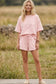 (Original Design) Polka Dot Heavy Scuba Top and Shorts Set: LT PINK/WHITE / S