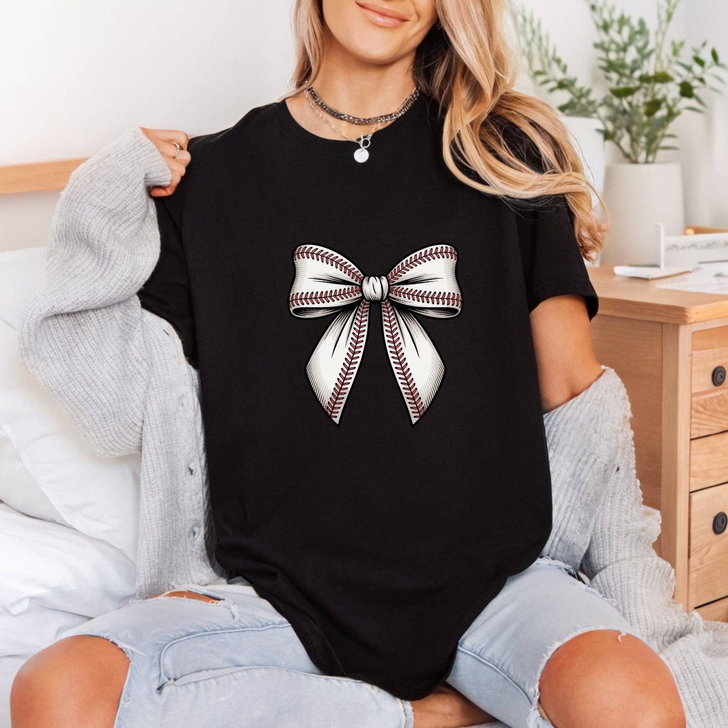 Baseball Bow | DTF Transfer Ready to Press | Sports Fan DIY Heat Transfer: Universal Color Design / 11inch