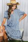 Ruffle Hem Tencel Chambray Midi Dress